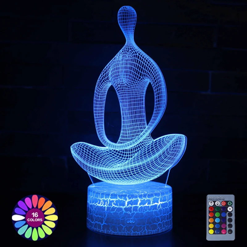 Настольная лампа 3D фигурка йоги украшение для дома спальни сенсорный пульт