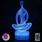 Акриловая настольная лампа, 3D фигурка йоги для дома, комнаты, спальни, Декор, сенсорный пульт дистанционного управления, цветной светодиодный светильник, праздничный подарок, светильник