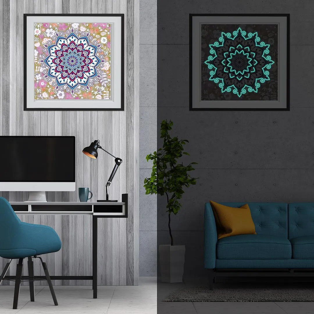 

Luminous Diamond Painting Mandala Flower Diamond Painting Cross Stitch Diamond Embroidery Special Shaped Beads Home Wall Decor