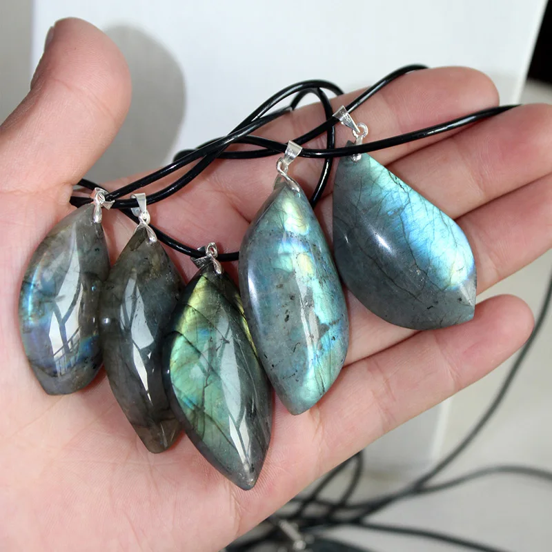 Натуральный Лабрадорит лунный камень кулон кристалл ожерелье спектролит