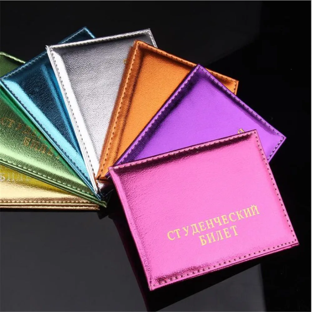 

1Pc 2019 Fashion Unisex Fashion Russian Student ID Card Cover Protection Students Certificate Card Case ID Litchi Pattern Case