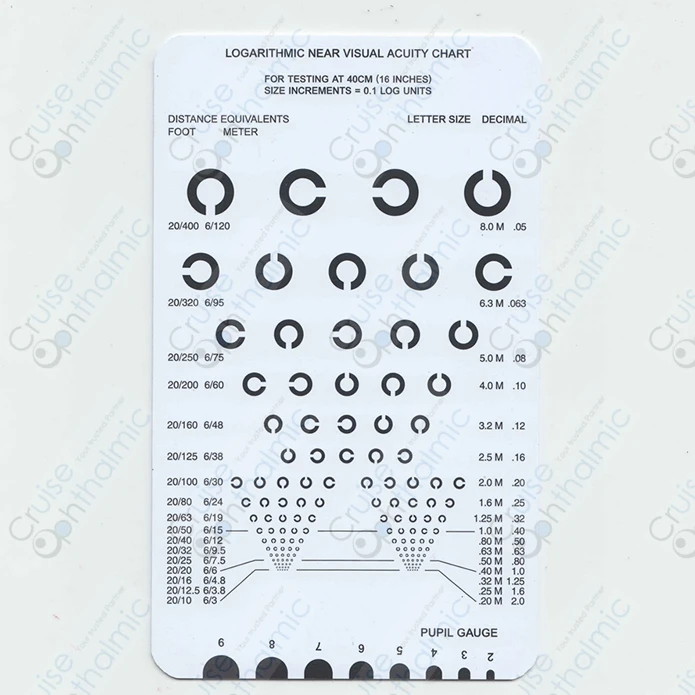 Optomical 40 см или 16 дюймов тестовые карты ближнего видения Logmar офтальмологическая