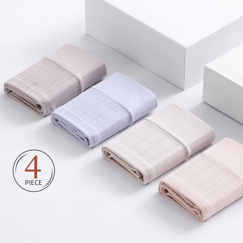 

High Waist 4Pcs/Set Women Panties Cotton Body Shaper Plus Size 5XL Cute Girls Briefs Solid Underwear Breathable Female Lingerie