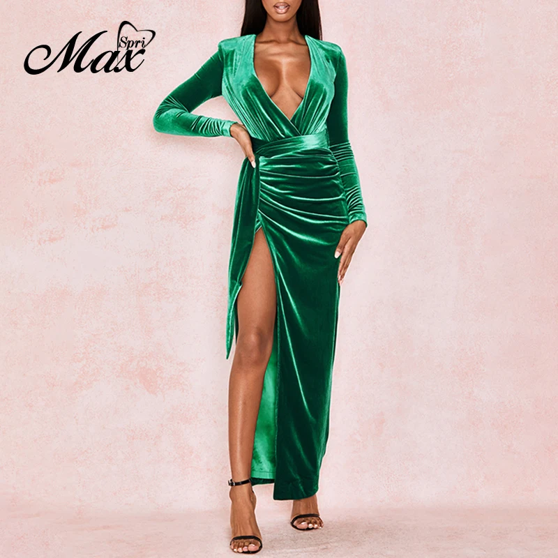 Женское платье до щиколотки Max Spri соблазнительное облегающее с длинными рукавами