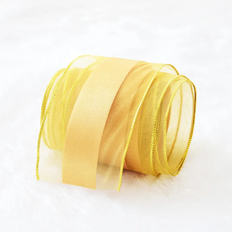 2 ярда 38/65 мм полоса Снежная лента Подарочная упаковка золотые края шелковые