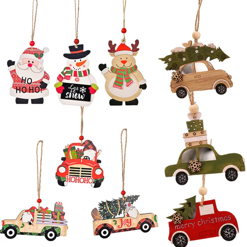 

Рождественское украшение для дома, автомобиль, лось, Санта, снеговик, искусственное украшение для рождественской елки, Рождество, Новый год ...
