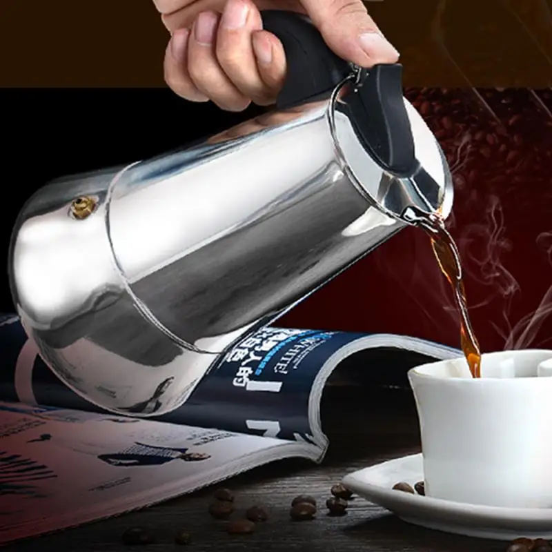 100/200/300/450/600 мл Нержавеющая сталь передовых итальянских топ Cafetieres Чай Кофе чайник