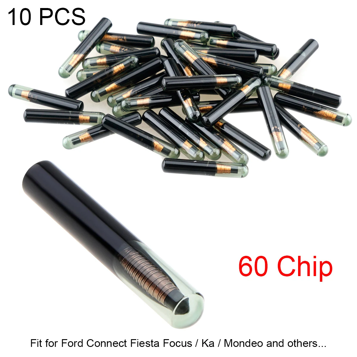 10pcs Portable Blank 4D60 ID60 Glass Chip Car Key Transponder Fit for Ford Connect Fiesta Focus Ka Mondeo etc | Автомобили и