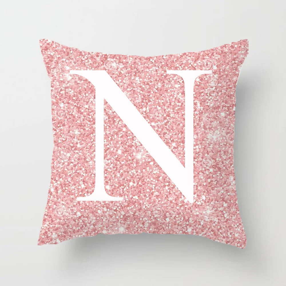 

Home Decor Pink Letter Printed Pillow Case Cushion Cover Throw Pillow Sofa Livingroom Decorative Body Pillowcase Polyester 45*45