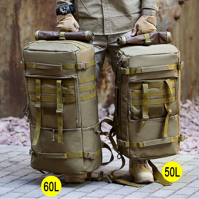 60L 50L Hiking Backpack Camping Bag Tactical Mountaineering Climbing Molle Nylon Army Bags Travel Outdoor Military Bag XA808WA