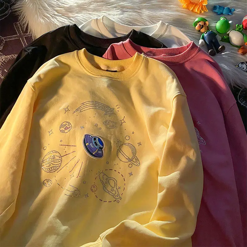 

Diamonds Universe Graphic Sweatshirt Women Harajuku O-neck Oversized Long Sleeve Tops 2021 Autumn Fashion Couples Teens Clothes