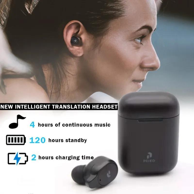 

Ymesy Peiko New TWS Earphone Wireless Bluetooth Headset BT5.0 Support 33 Languages Translation For Travel and Business Earbuds