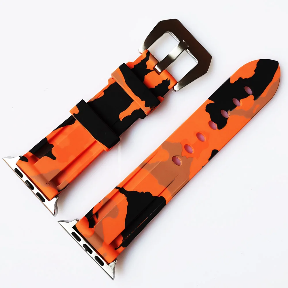 Orange S Силиконовый Камуфляжный ремешок для часов Apple Watch 42 мм 44 мм ремешок 38 мм 40 мм браслет iWatch серии 5 4 3 2 1 - Цвет ремешка: Orange S