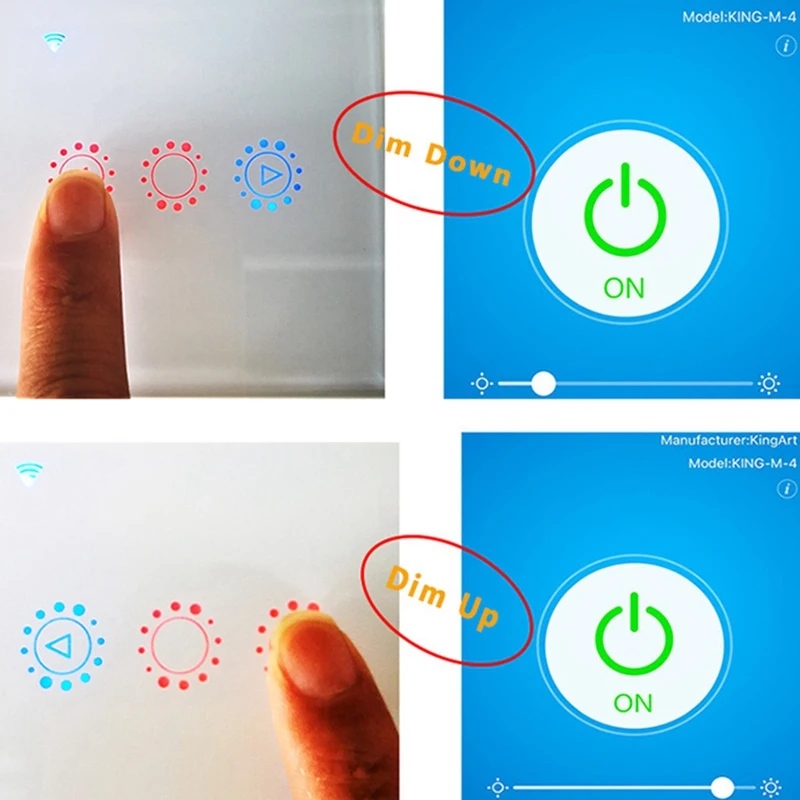 

Smart Dimmer LED Press Wifi Light Switch Smart Bulb Dimmer Wall Switch EU/UK with APP Voice for Alexa, Google Home