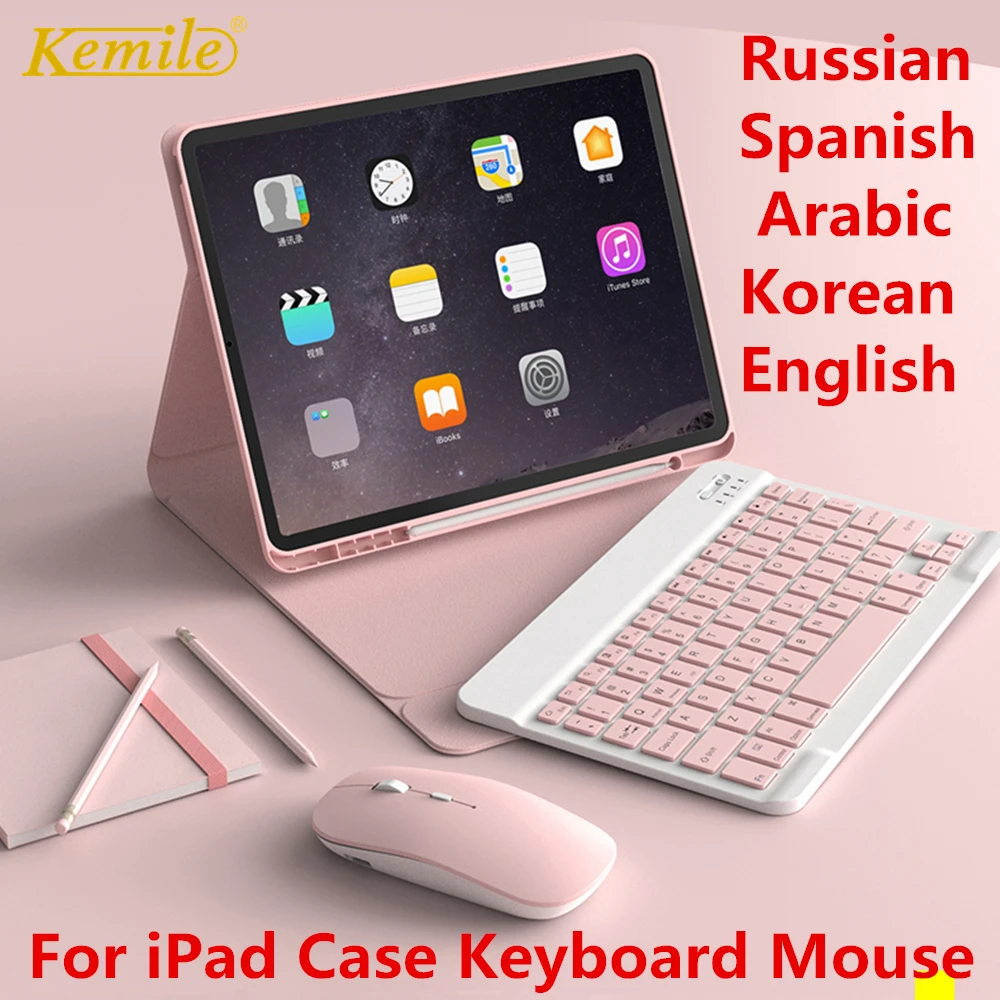 

Чехол с клавиатурой и мышью для iPad 9,7 2017 2018 2019 10,2 5th 6th 7th 10.2, арабская клавиатура для iPad Air 3 Pro 9,7 10,5 11