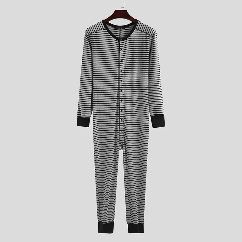 

Mens Onesies One-Piece Pajamas Long Sleeve Button Bodysuits Comfortable Jumpsuits Men Undershirts Rompers Sleepwear Nightwear