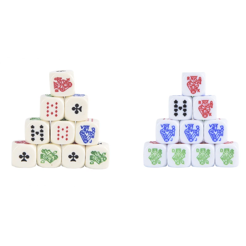 

10pcs Poker Dice Acrylic Double Stone 16mm Gray White Round Corner Party High End Desktop Game Poker Props