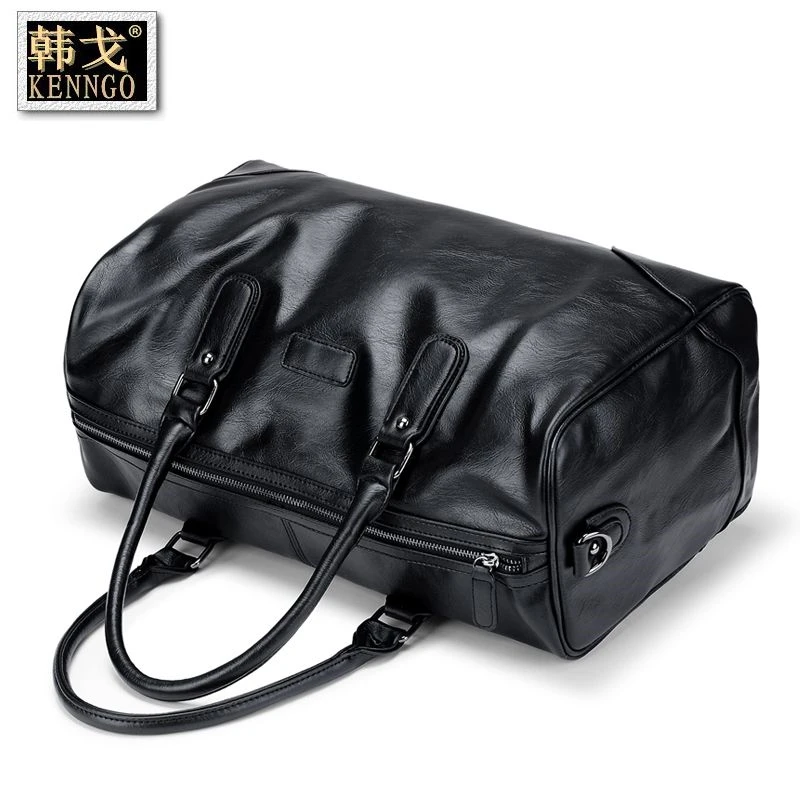 

Men's Handbag Short Business Trip Travel Bag Small Rows Travel Luggage Bag Soft Leather Gym Bag Shoulder Bag-Music of the Tide