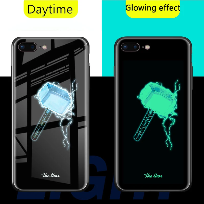 Чехол Thor hammer со светящимся стеклом для iPhone XS MAX X XR 11 Pro Max роскошная задняя крышка 8 7