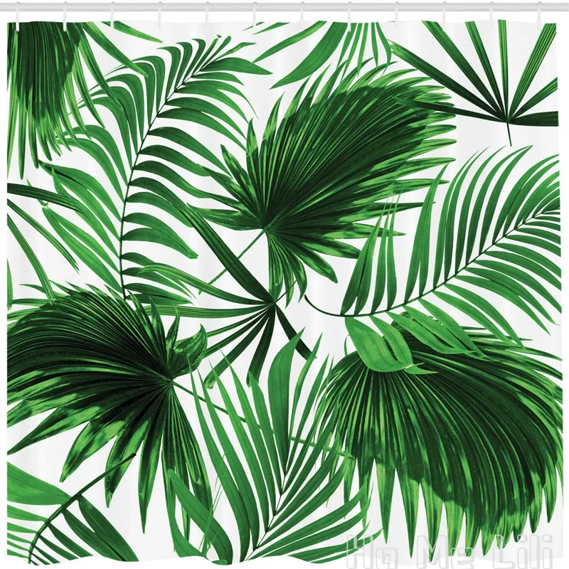 

By Ho Me Lili Shower Curtain Realistic Vivid Leaves Of Palm Tree Growth Ecology Botany Themed Bathroom Decor Set With Hooks