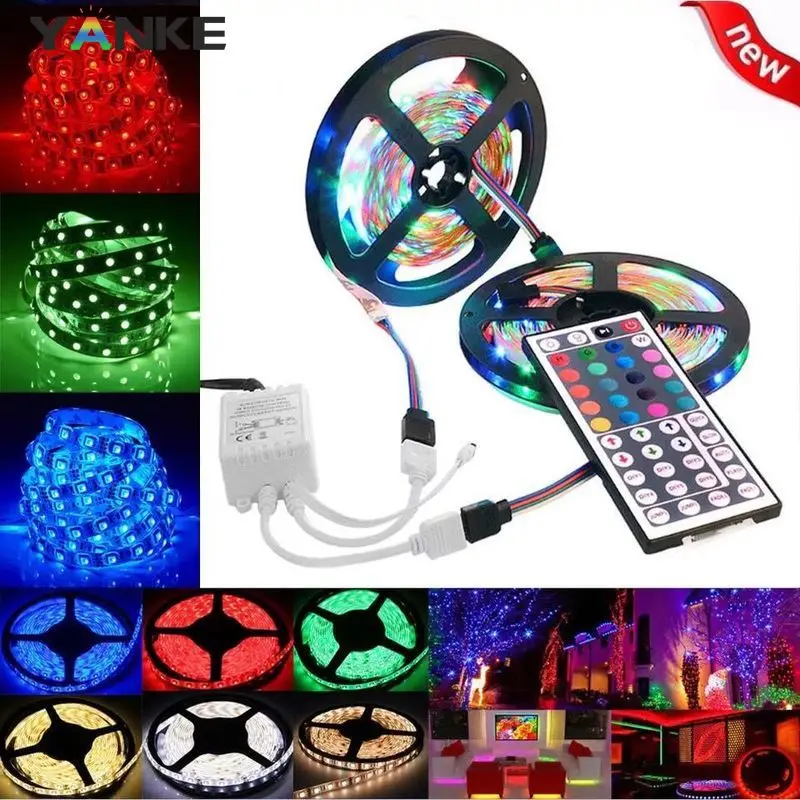5 м 10 15 Светодиодная лента 2835 IP20 RGB гибкий светильник полоса DC 12 В ИК контроллер
