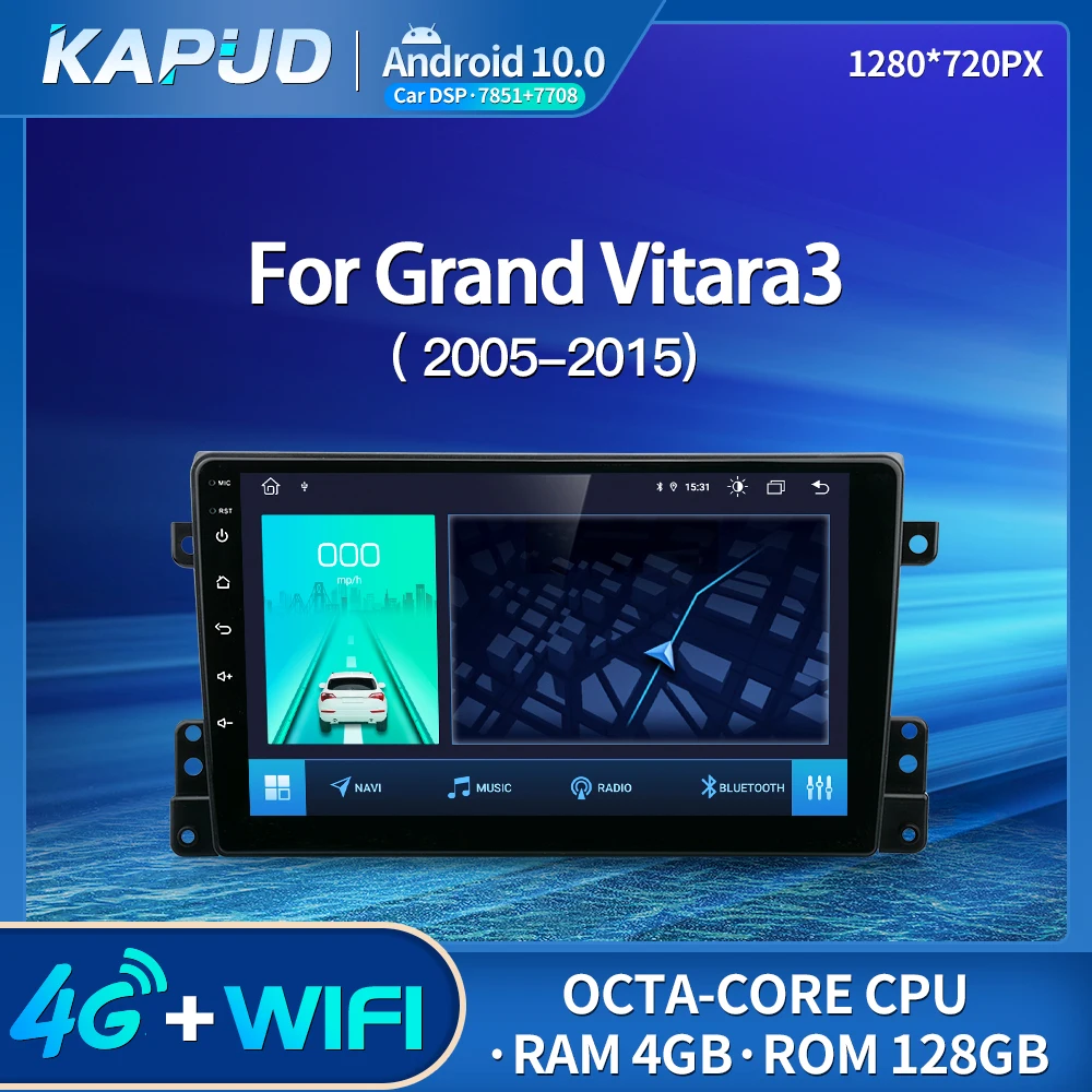 

Kapud Android 10 Car Multimedia Video Player Radio Stereo 9" For Suzuki Grand Vitara 2005-2015 BT GPS Wifi DSP Navigation