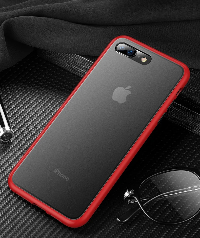 CAFELE чехол для телефона для iPhone 7, 8, 7 plus, 8 plus, PC, жесткая задняя крышка с силиконовым чехлом, чехол с мягкими краями, полупрозрачная задняя крышка для iPhone 7, 8 Plus