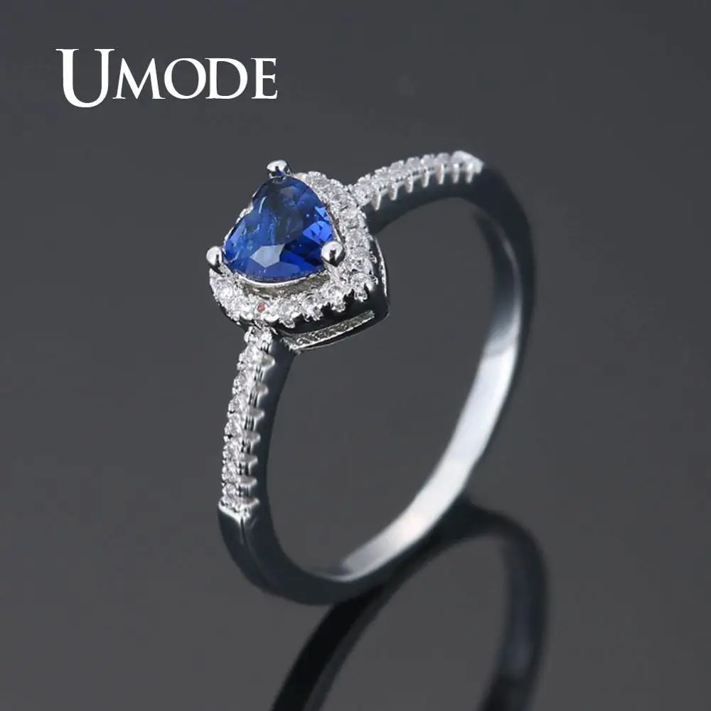UMODE подлинные трендовые кольца с камнями в форме сердца для женщин и девочек, роскошные брендовые Свадебные Кольца для девушек, ювелирные изделия для помолвки, подарок UR0598