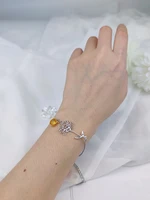 exquisite birthday flower bracelet with birth stone pendant bracelet ladies stainless steel bracelet girls jewelry