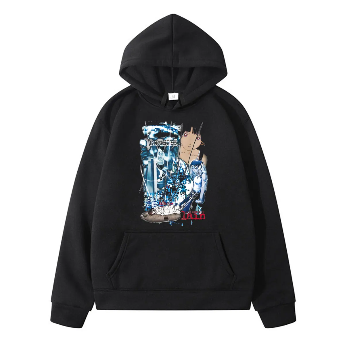 

Creative Anime Sweatshirts TV Glitch Serial Experiments Lain Pullover Mens Long Sleeve Streetwear Hoodie Cotton Harajuku Jumper