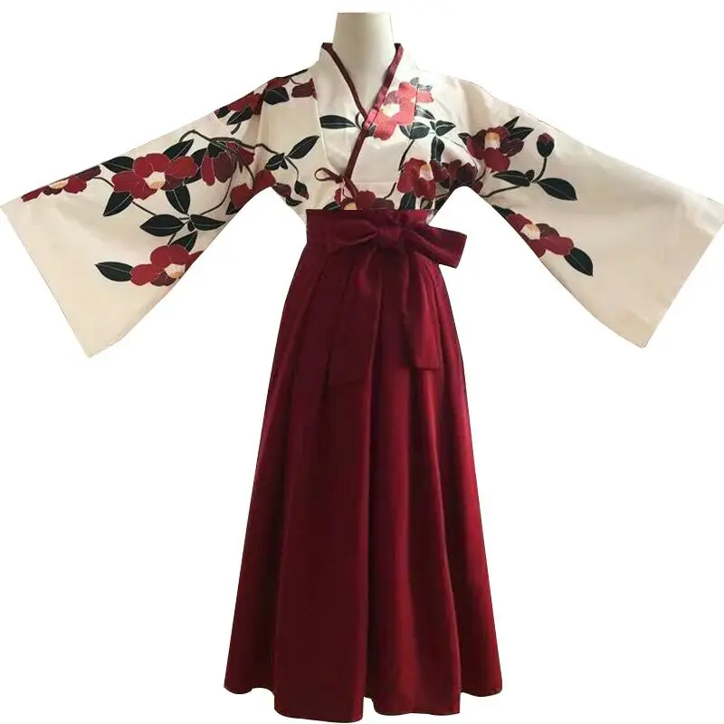 

Hanfu/женские вечерние платья в стиле ретро с цветочным принтом для девочек; Модные наряды; Улучшенная юбка длиной до талии с китайскими элеме...