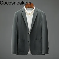 high end thin business casual single mens milk silk elastic breathable anti wrinkle comfortable slim fitting suit coat mens