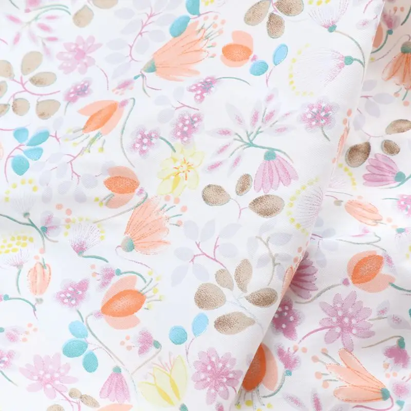 

100% Cotton Fabric for Dress Pastoral Small Floral Print Pattern Summer Dress Pajamas Sewing DIY Handmade Patchwork