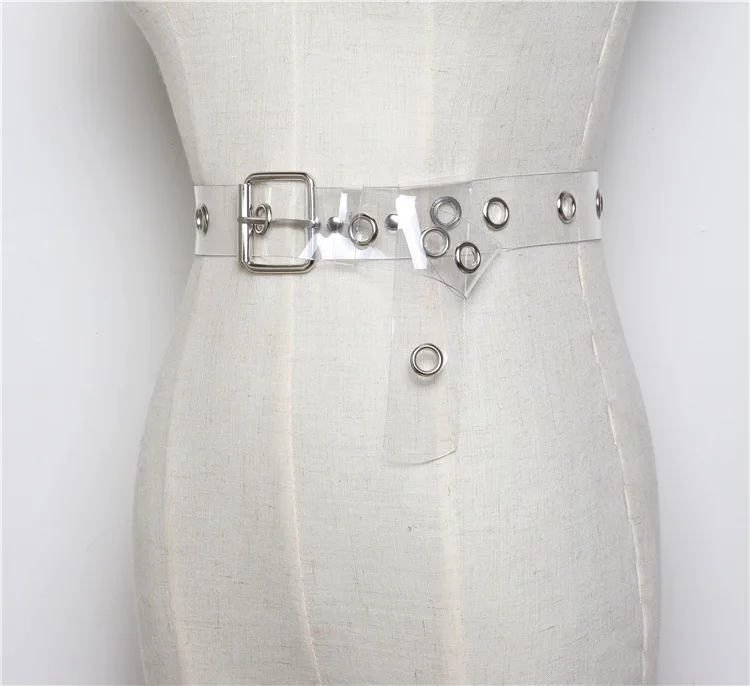 WKOUD EAM 2020 Новая металлическая пряжка ПВХ прозрачный волшебный цвет корсет пояс