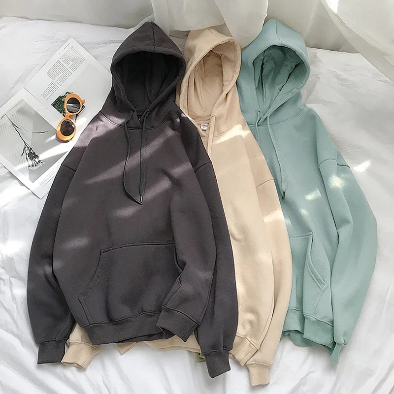 

Muyogrt Harajuku Hoodies Pullover Women Spring Thin Solid Sweatshirt Elegant Ladies Sport Hoodies White Black Casual Hoodies