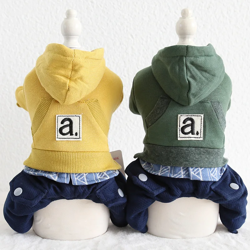 

Thick Cotton-Padded Clothes Autumn Winter A Letter Four-legged Clothes Pet Dog Clothes