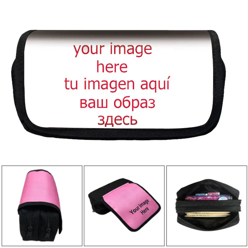 

Customize Your Image / Logo / Name Cosmetic Bag Pencil Case Ladies Stationary Bags Young Girls Boys Pencil Box Bilayer Holder