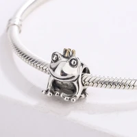 fashion accessories 925 sterling silver frog prince wearing a crown pendant charm bracelet diy jewelry making for pandora
