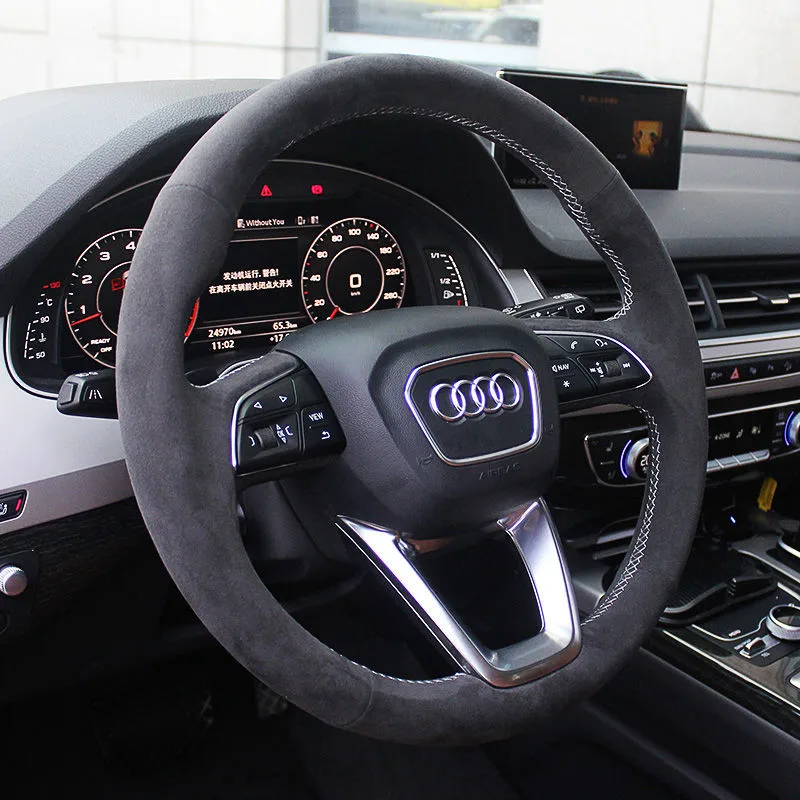 

Сделай Сам, сшитая вручную, из углеродного волокна, замшевая кожа, для Audi A4L Q5 A6L A5 A3 Q7 A8L RS7, аксессуары для интерьера