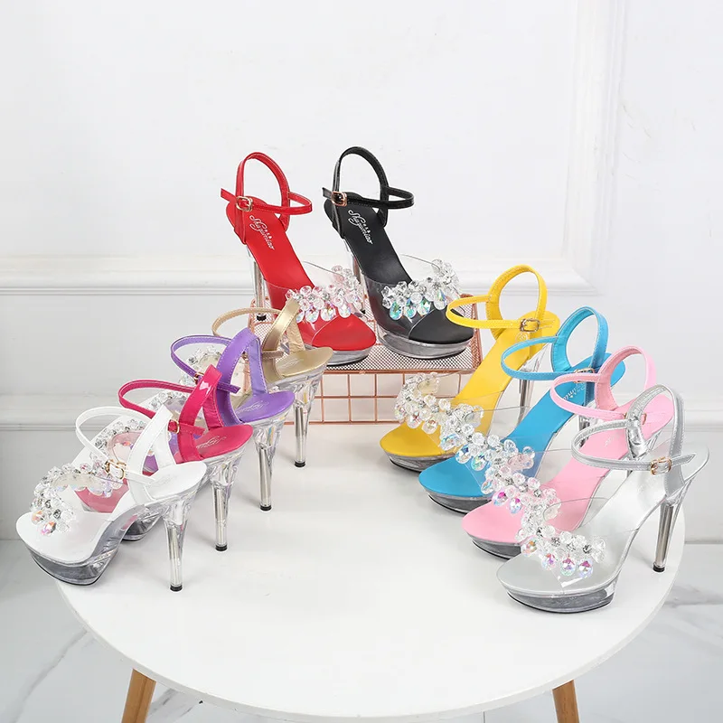 

High Heels Sandals Women Thin-heeled 13cm15cm Sexy Sandalia Feminina High Platform Wedding Shoes Women Summer Zapatos de mujer