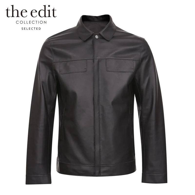 

SELECTED Men's Sheepskin Lapel Business Casual Leather Jacket T|420110503