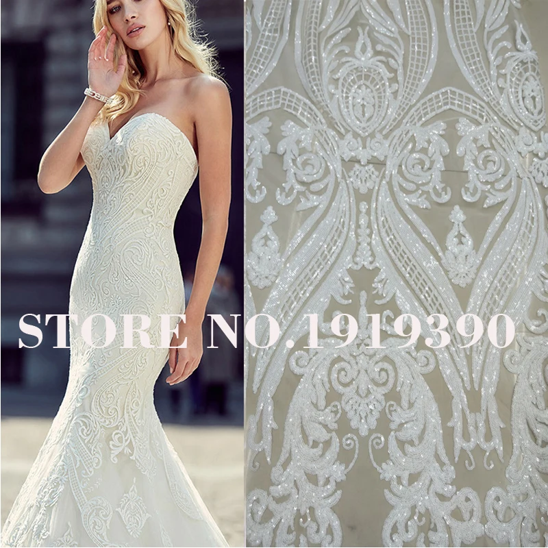 Белые блестки африканская кружевная ткань 2021 Высококачественная вышивка