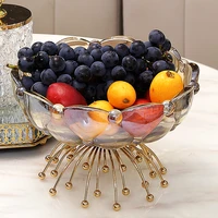 zq creative dried fruit tray high legged crystal glass fruit plate nordic light luxury living room snacks fruit basket