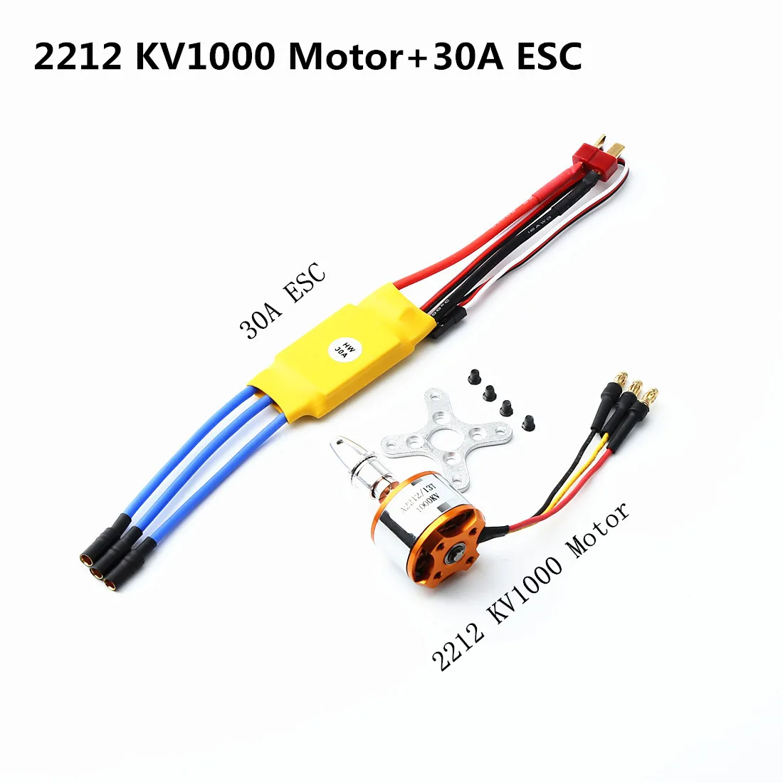 Бесщеточный двигатель A2212 2212 1000KV/KV1400/KV2200 30A / 40A ESC с Т образным разъемом и разъемами