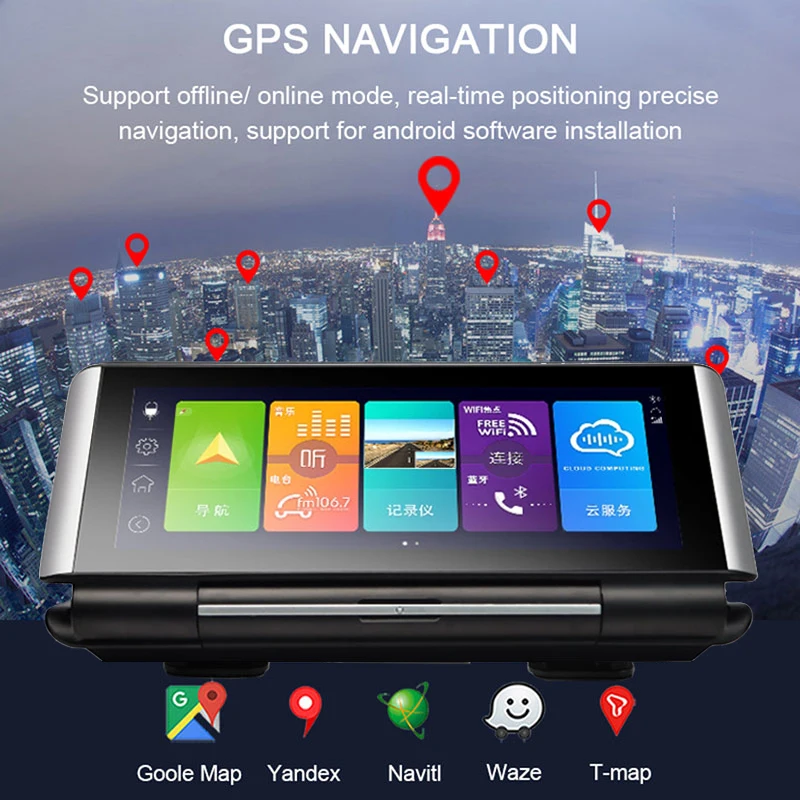 Видеорегистратор с 4G Android 8 1 видеорегистратор DVR 1080P FHD 6 86 дюйма GPS навигацией и