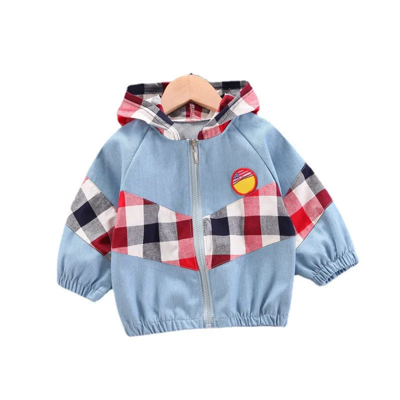 

New Spring Autumn Kids Coat Baby Girl Clothes Children Boys Fashion Plaid Hooded Jacket Toddler Casual Costume Infant Sportswear