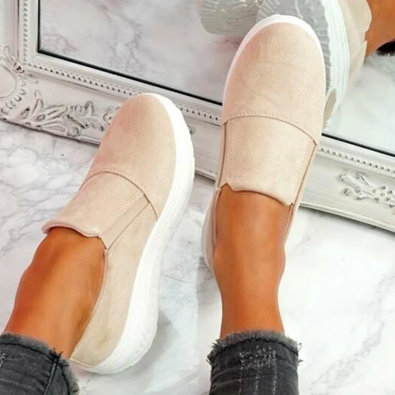 Flats Sneakers Women Shoes Slip On Platform Ladies Vulcanized Shoes Comfort Solid Color Tenis Feminino Loafers Mujer Zapatos New
