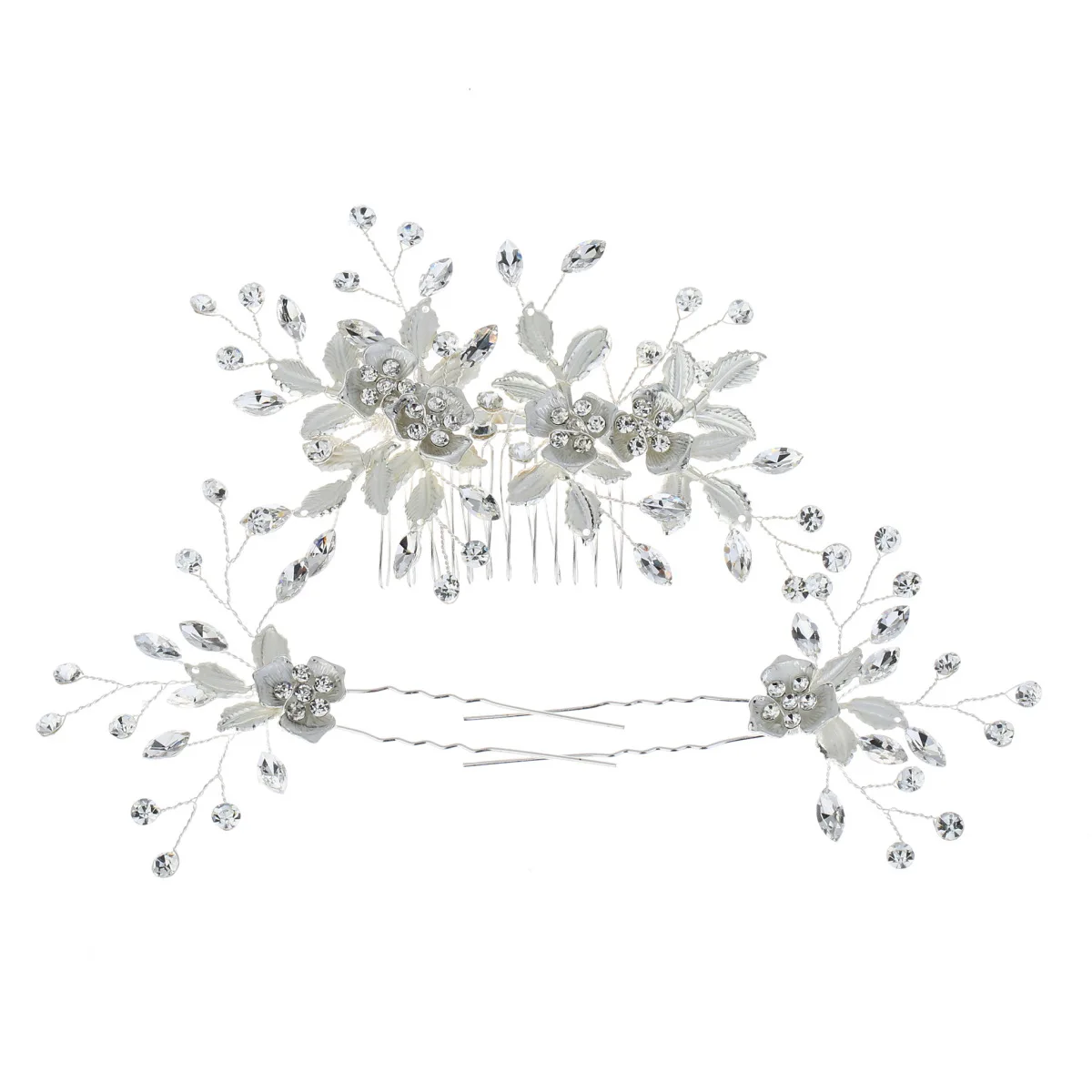 

Le Liin Silver Leaf Hair Hairpin Hair Comb Hand-made Flower Bride Headdress Wedding Jewelry Wholesale