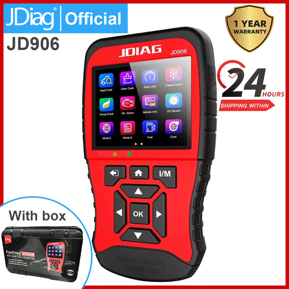 

JDiag JD906 NEW Scan Tool OBD2 Scanner Full Engine Mode Diagnostic Tool O2 Sensor Mode6 Mode8 Code Reader