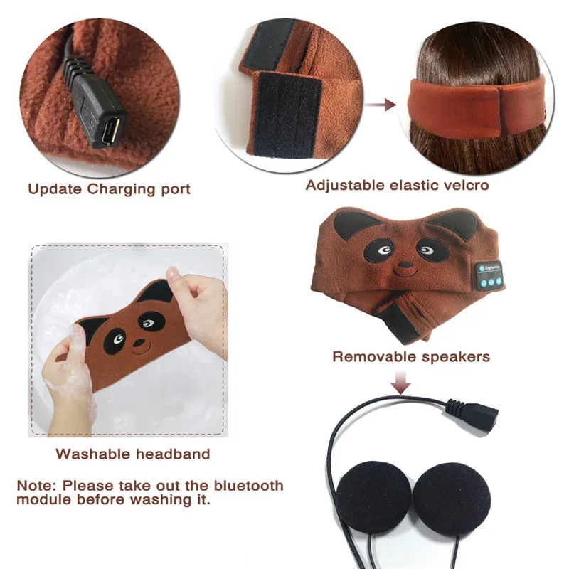 Детские беспроводные наушники Bluetooth 5,0, наушники, маска для сна, мультяшная Музыкальная гарнитура с микрофоном для ответа на телефон